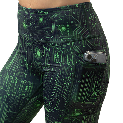 matrix themed legging's side pocket
