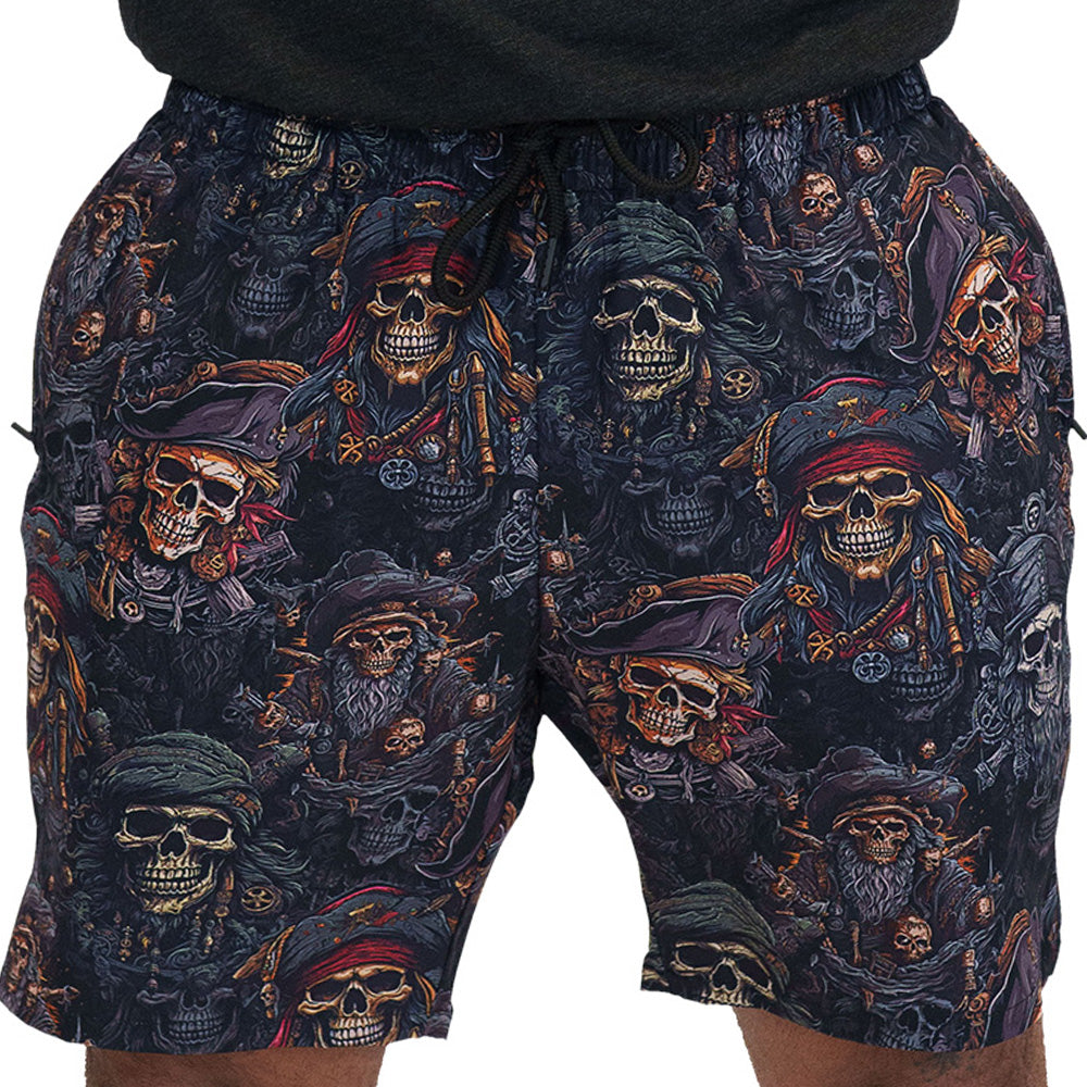 pirate skull themed men's shorts