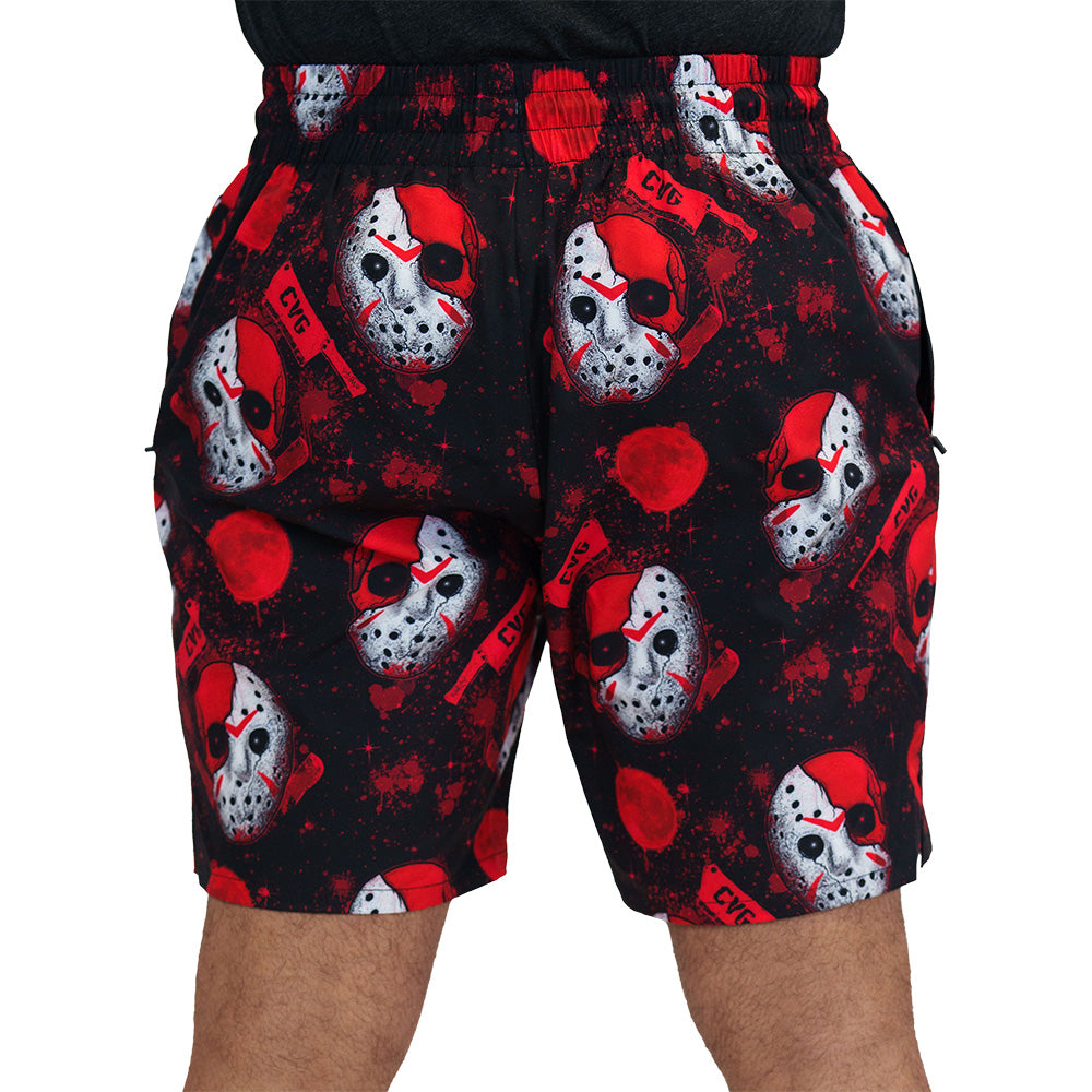 back of the jason mask print men's shorts