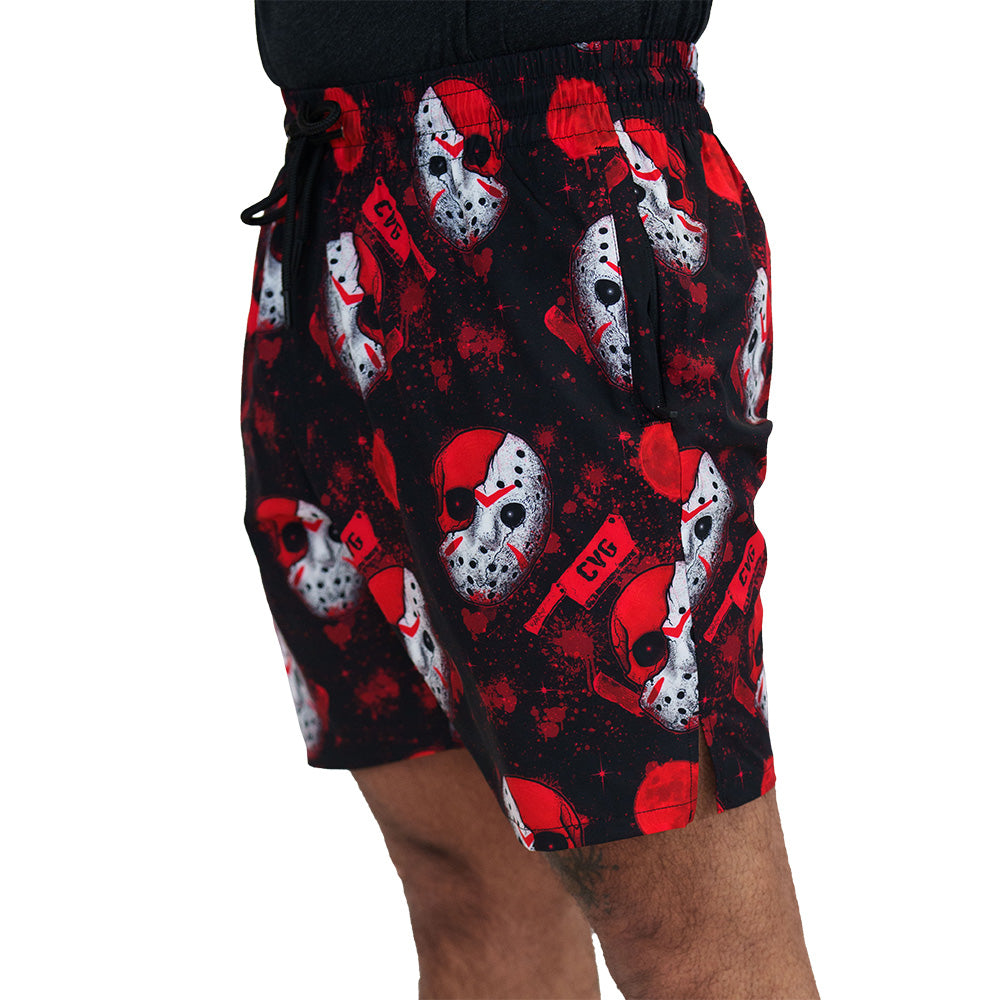 jason mask print men's shorts