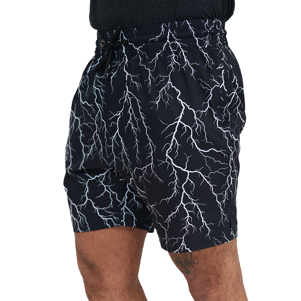 lightning bolt print men's shorts