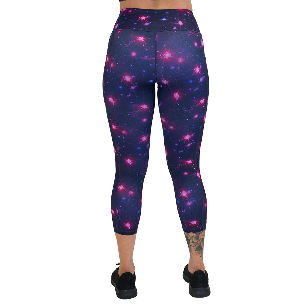 back of the Leggings with a science pattern on them