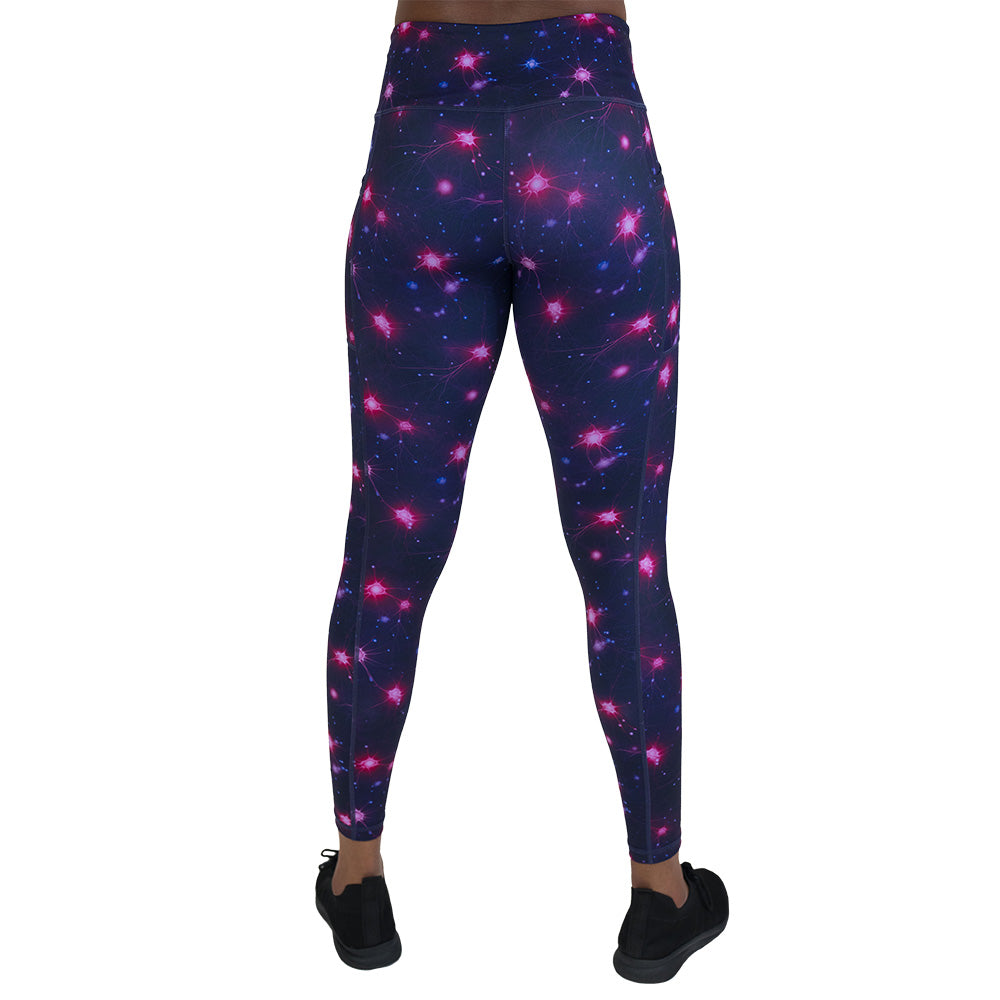 back of the Leggings with a science pattern on them