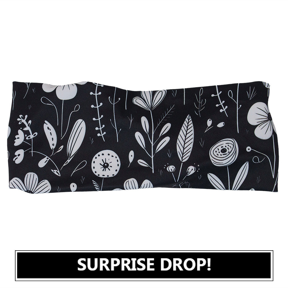 black and white floral headband