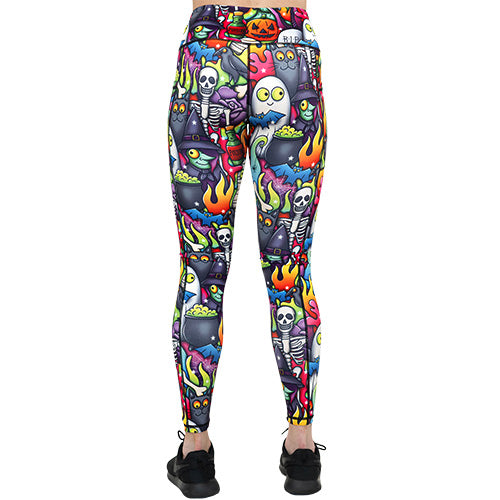 back of Halloween cartoons leggings