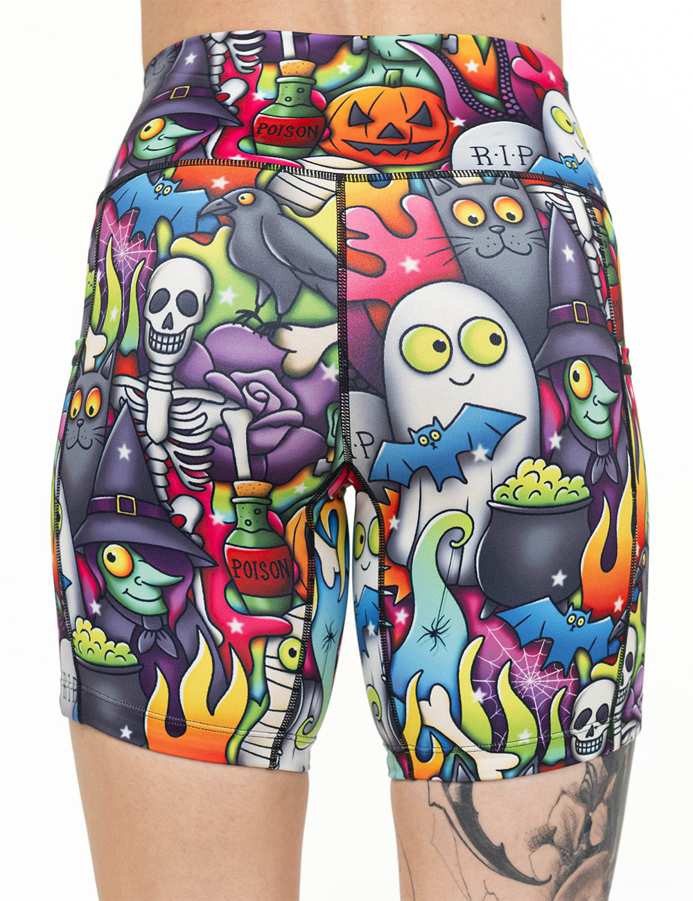 back of the 7 inch Halloween characters shorts against a white background