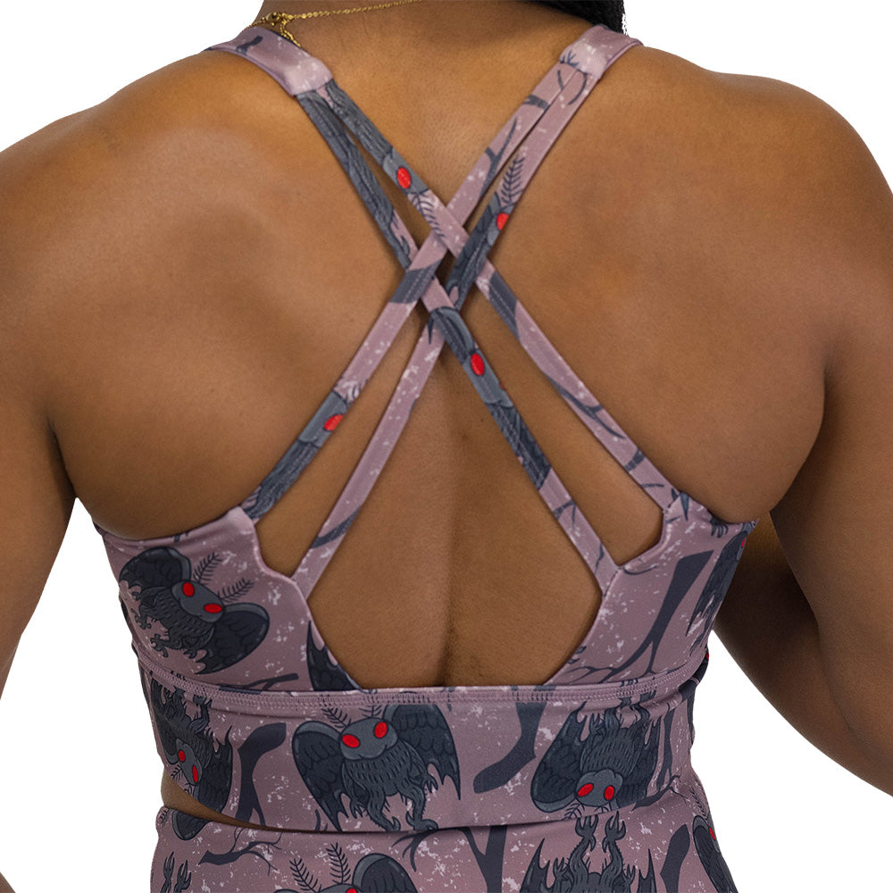 back of the cartoon mothman print bra
