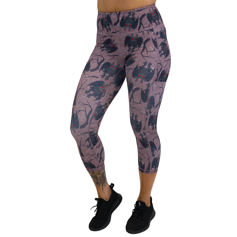 cartoon mothman print leggings