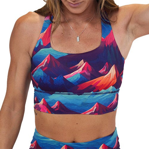 mountain pattern sports bra