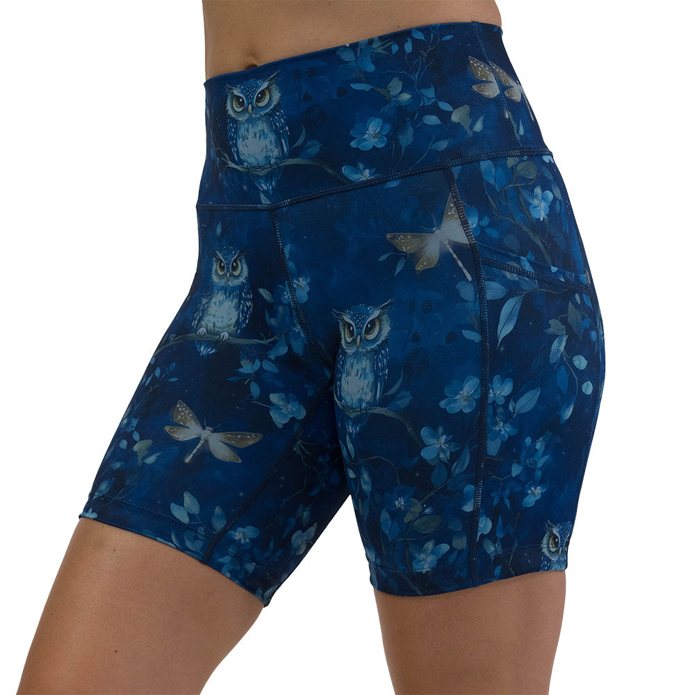 blue owl patterned shorts