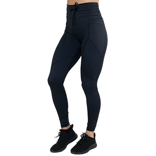 full length solid black drawstring leggings