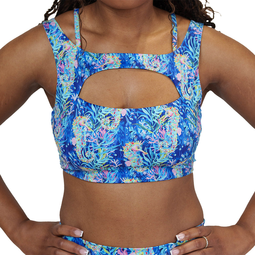 colorful seahorse patterned bra