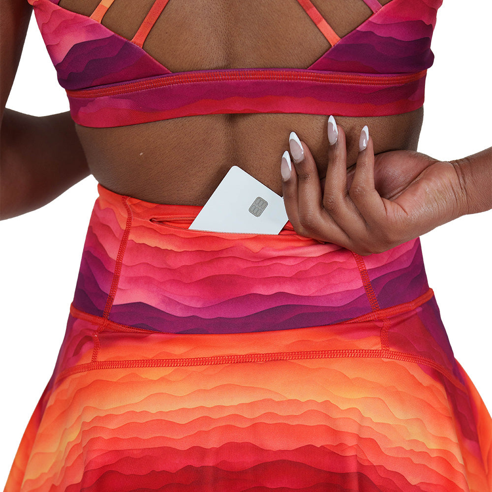 close up of the back pocket on the pink ombre skirt