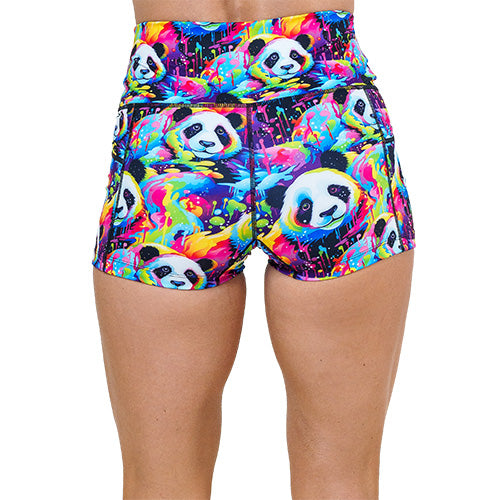 back of 2.5 inch colorful panda pattern shorts