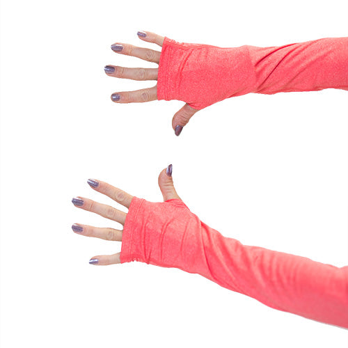 thumbholes on a watermelon pink long sleeve shirt