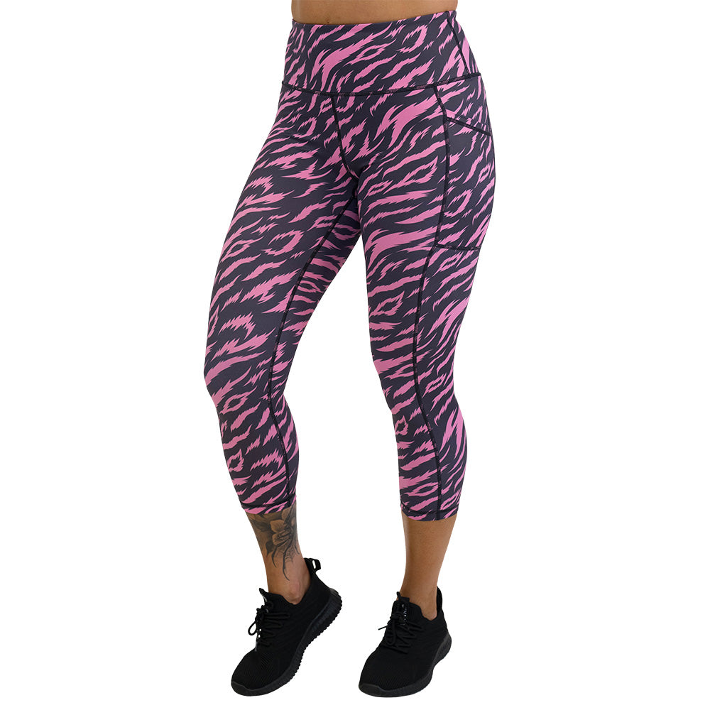 leggings with pink and black zebra pattern
