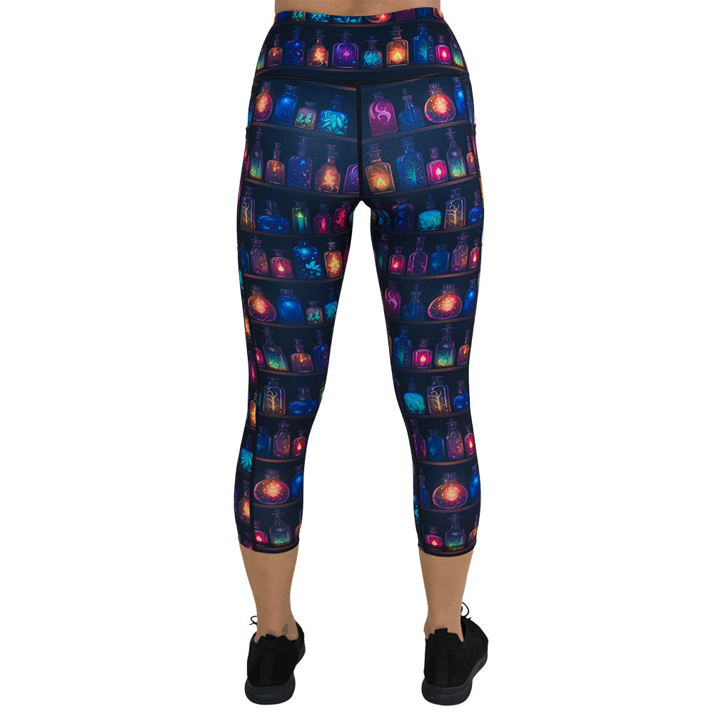 back of the capri length potions patterned leggings