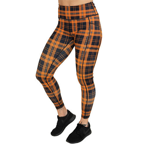 orange plaid leggings