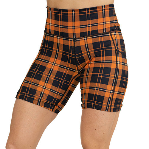 orange plaid shorts