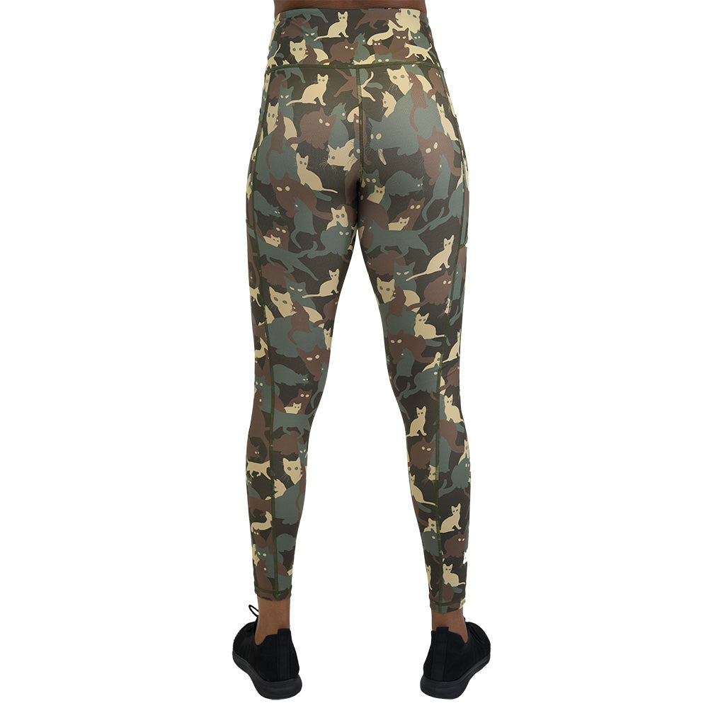 back of the camo cat patterned leggings