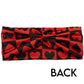 back of black and red heart pattern headband