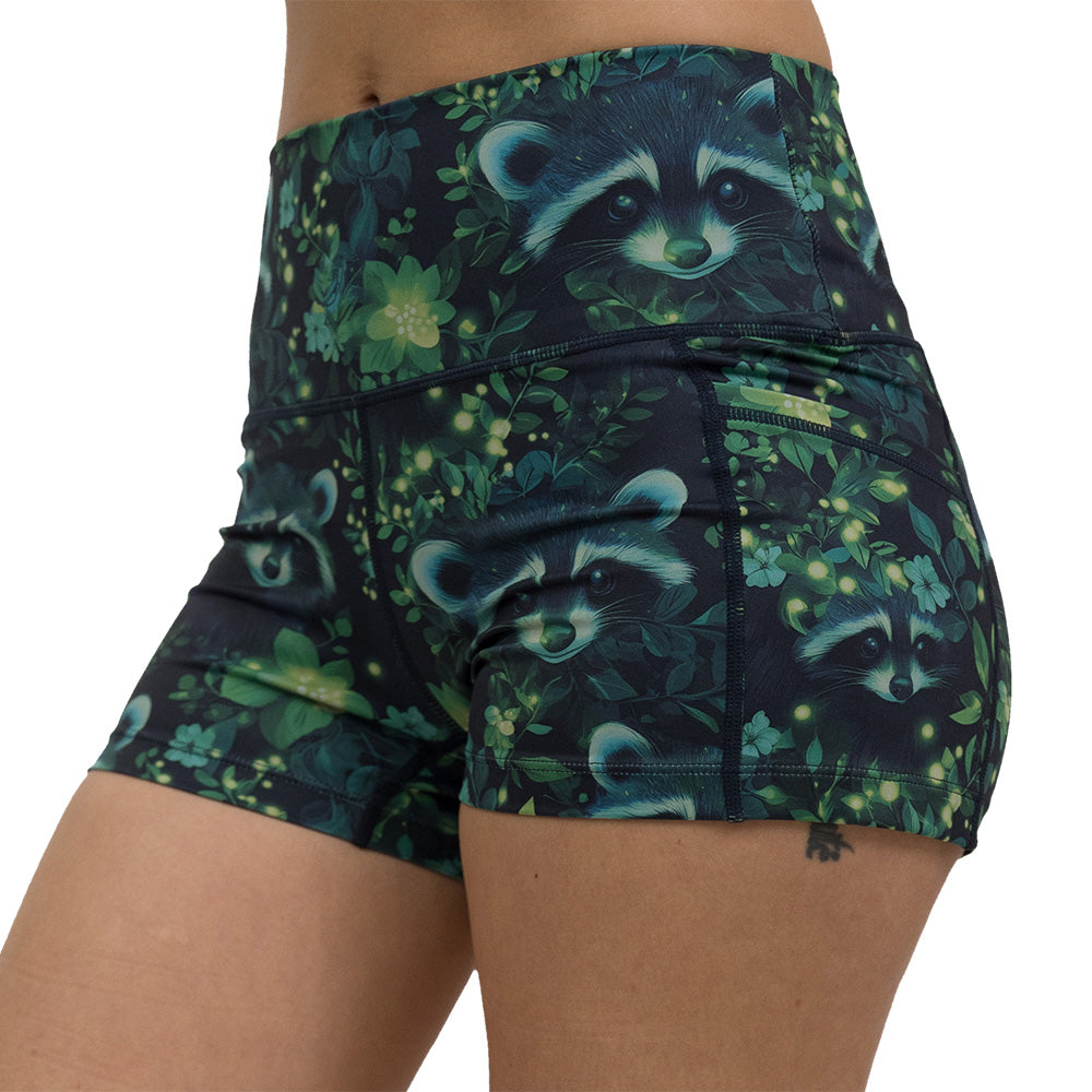 green Raccoon design shorts