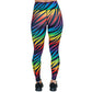 back of full length rainbow zebra pattern leggings