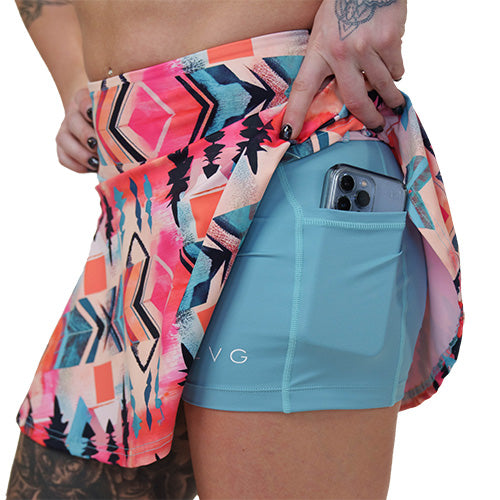 side pocket on the tribal patterned skirt