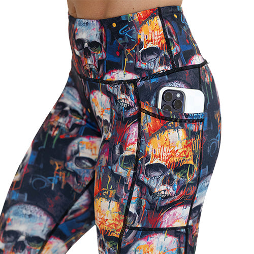 skull paint splatter legging side pocket