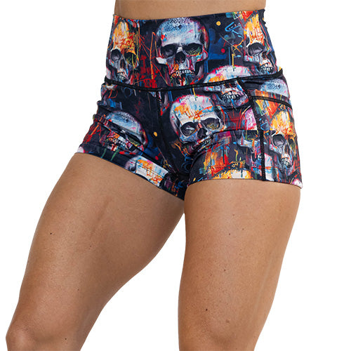 2.5 inch skull paint splatter shorts