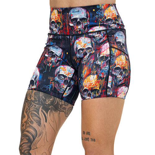 5 inch skull paint splatter shorts