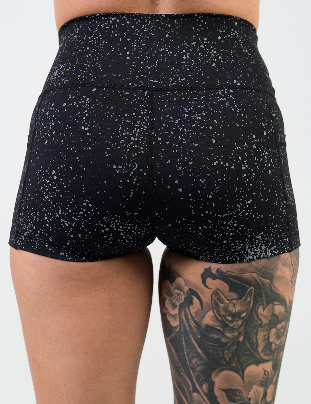 back of the 2.5 inch black shorts with reflective spots