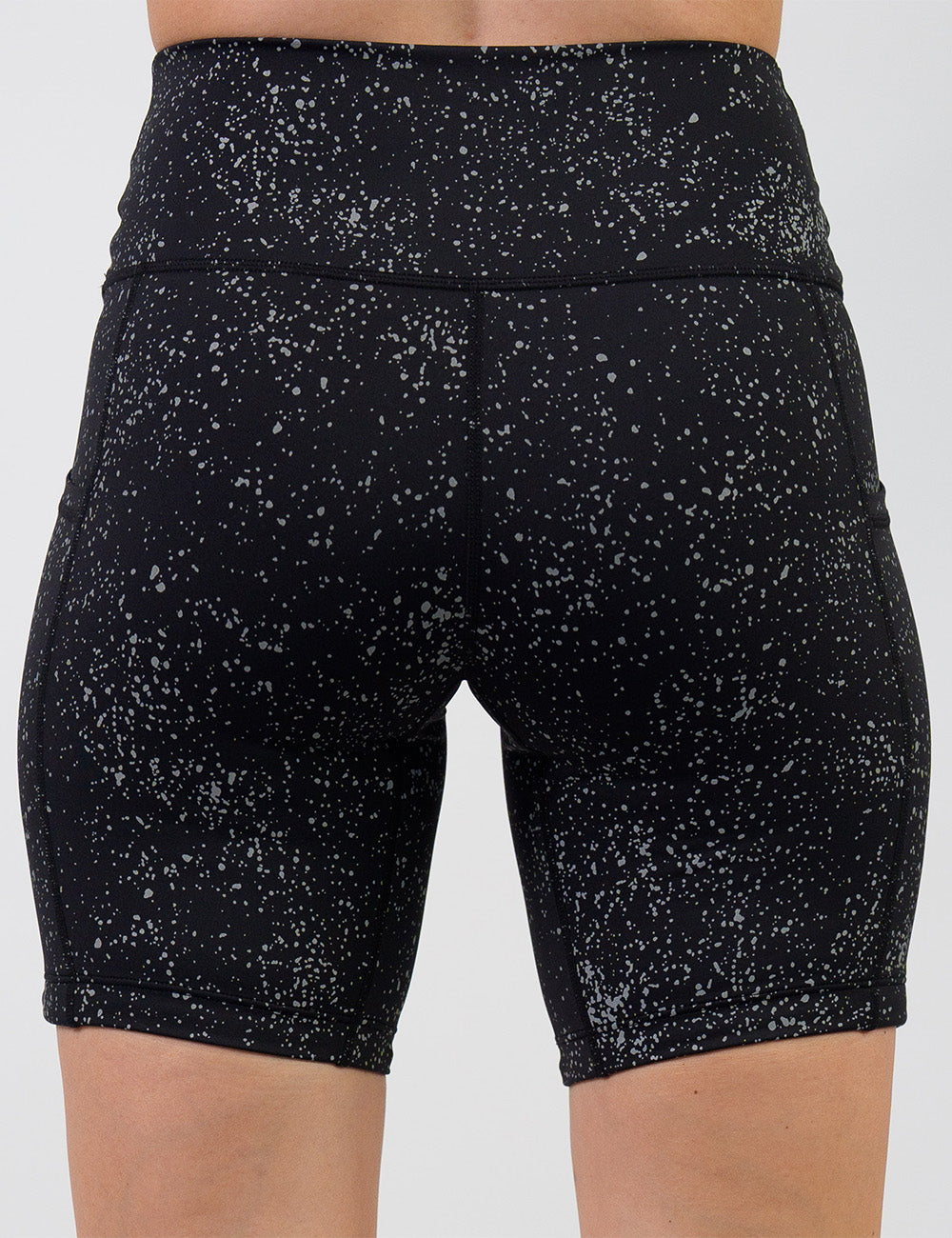 back of the 7 inch black shorts with reflective spots