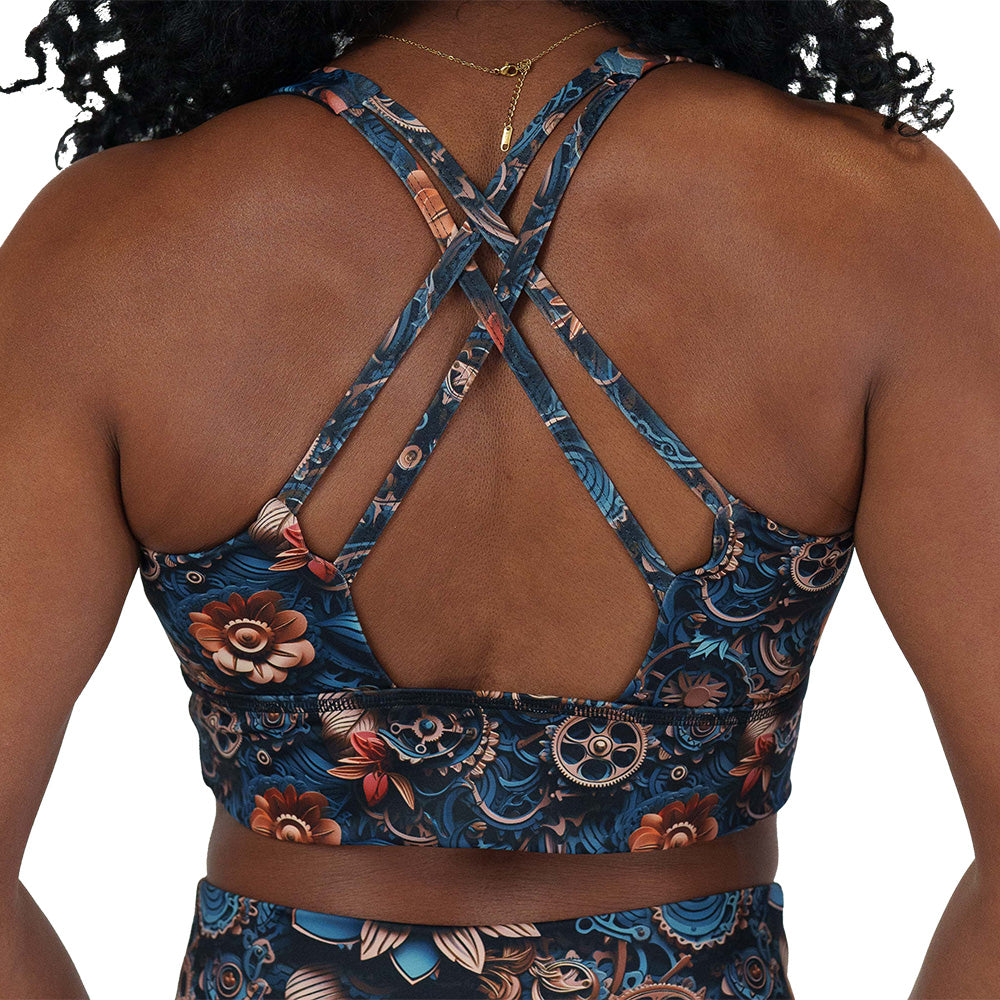 back of the mechanical flower print bra