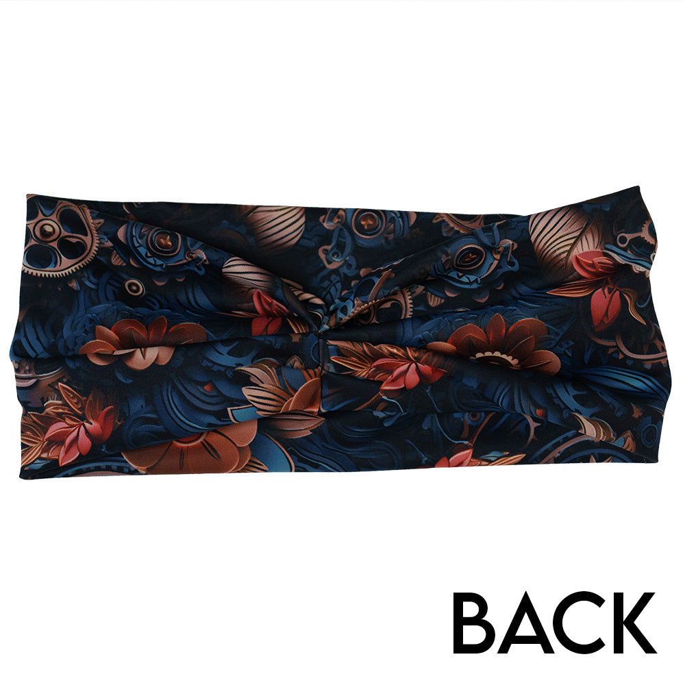 back of the mechanical flower print headband