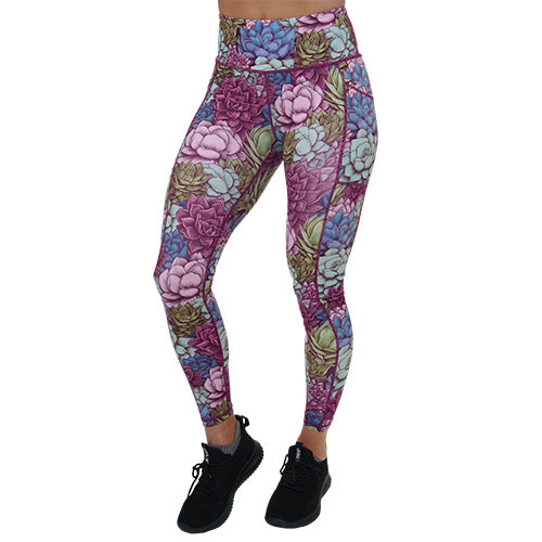 full length colorful succulents leggings