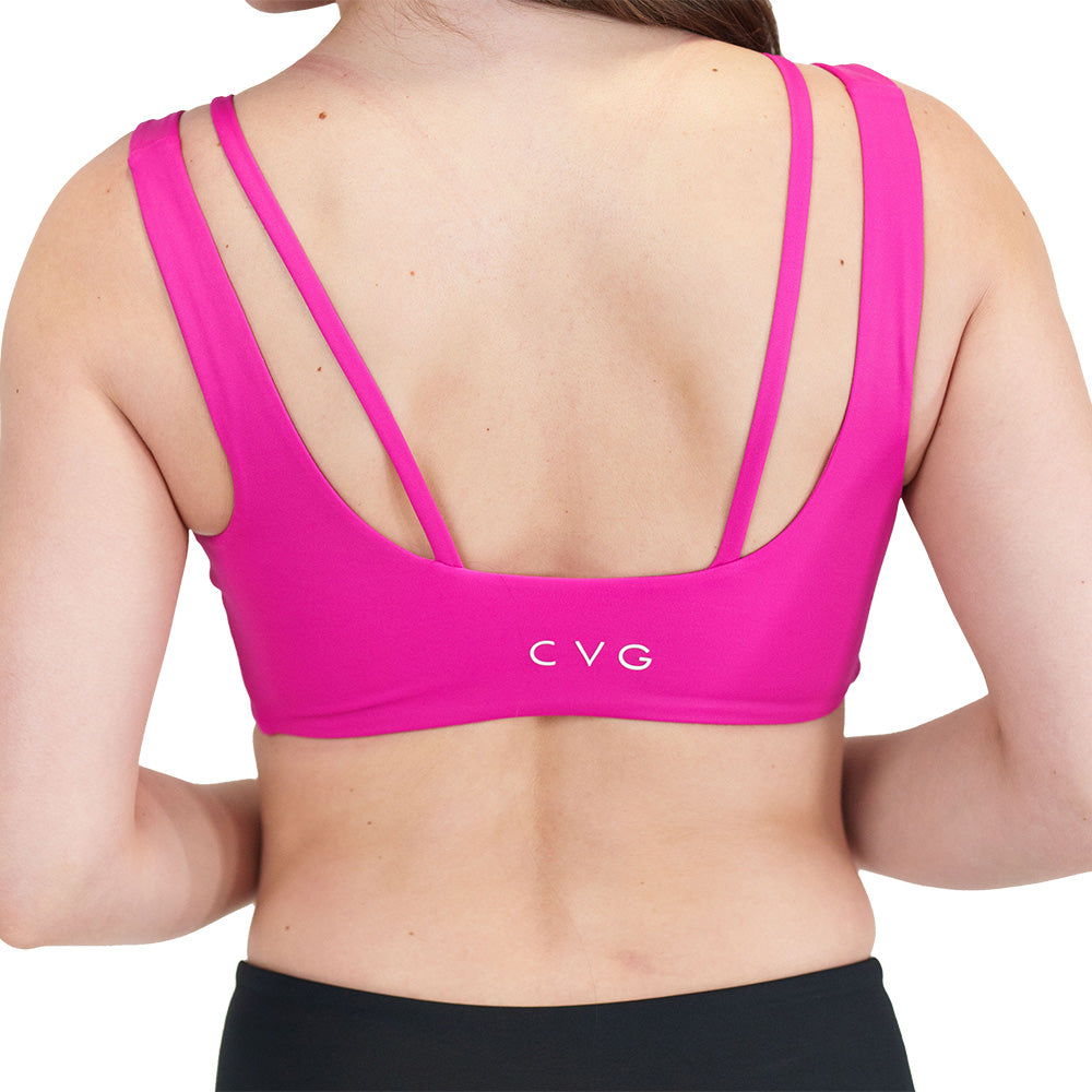 back of the hot pink sports bra