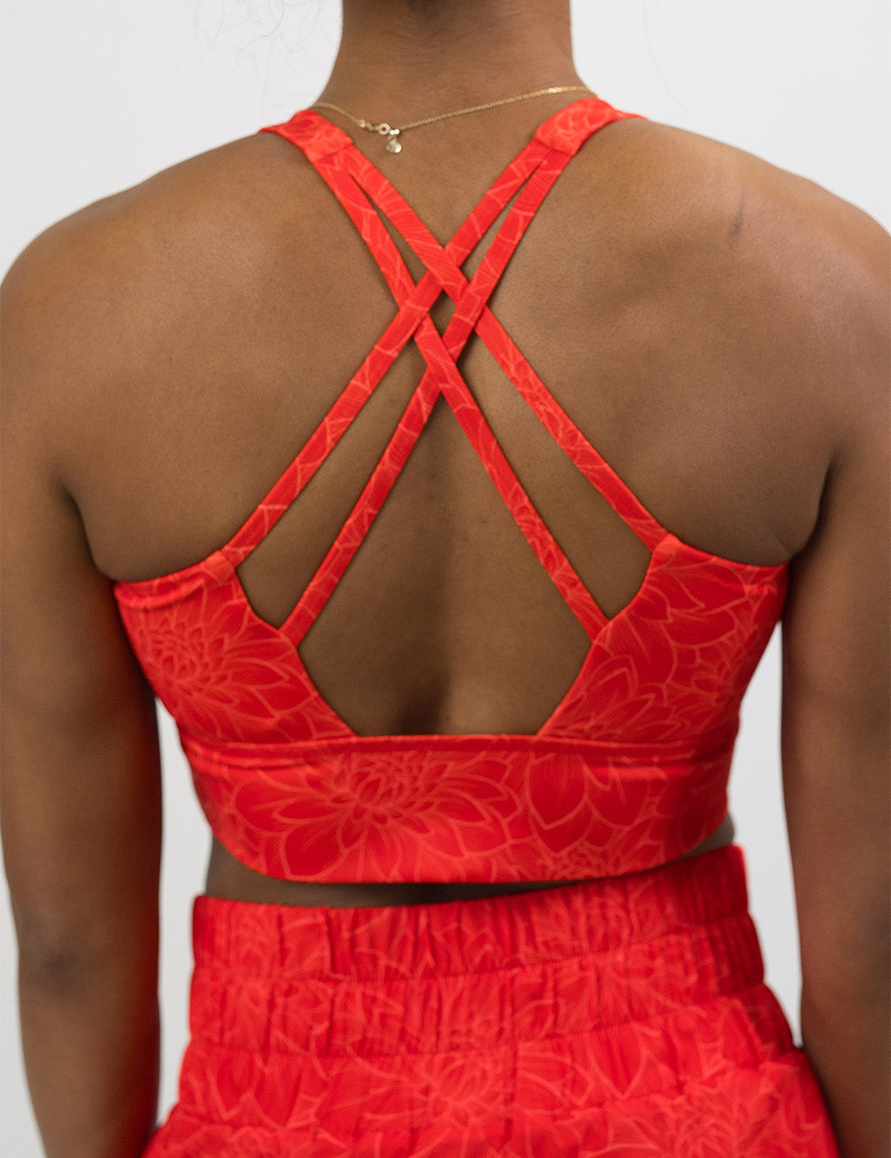 back of the orange lotus longline bra