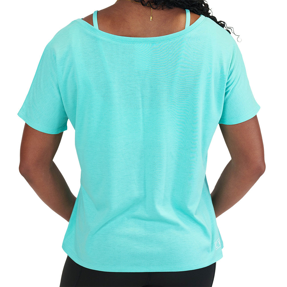 back of a Turquoise Slouchy Tee