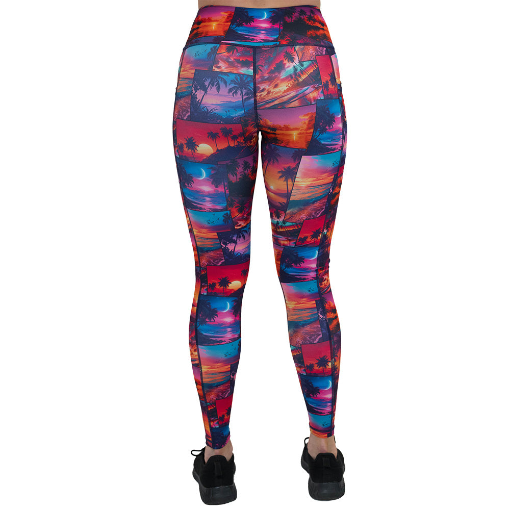 back of the sunset patterned leggings