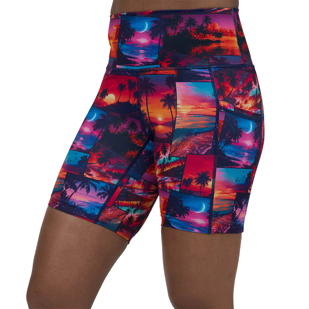 sunset patterned shorts