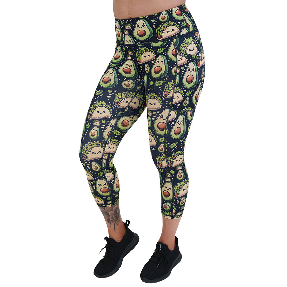 taco and avocado print leggings