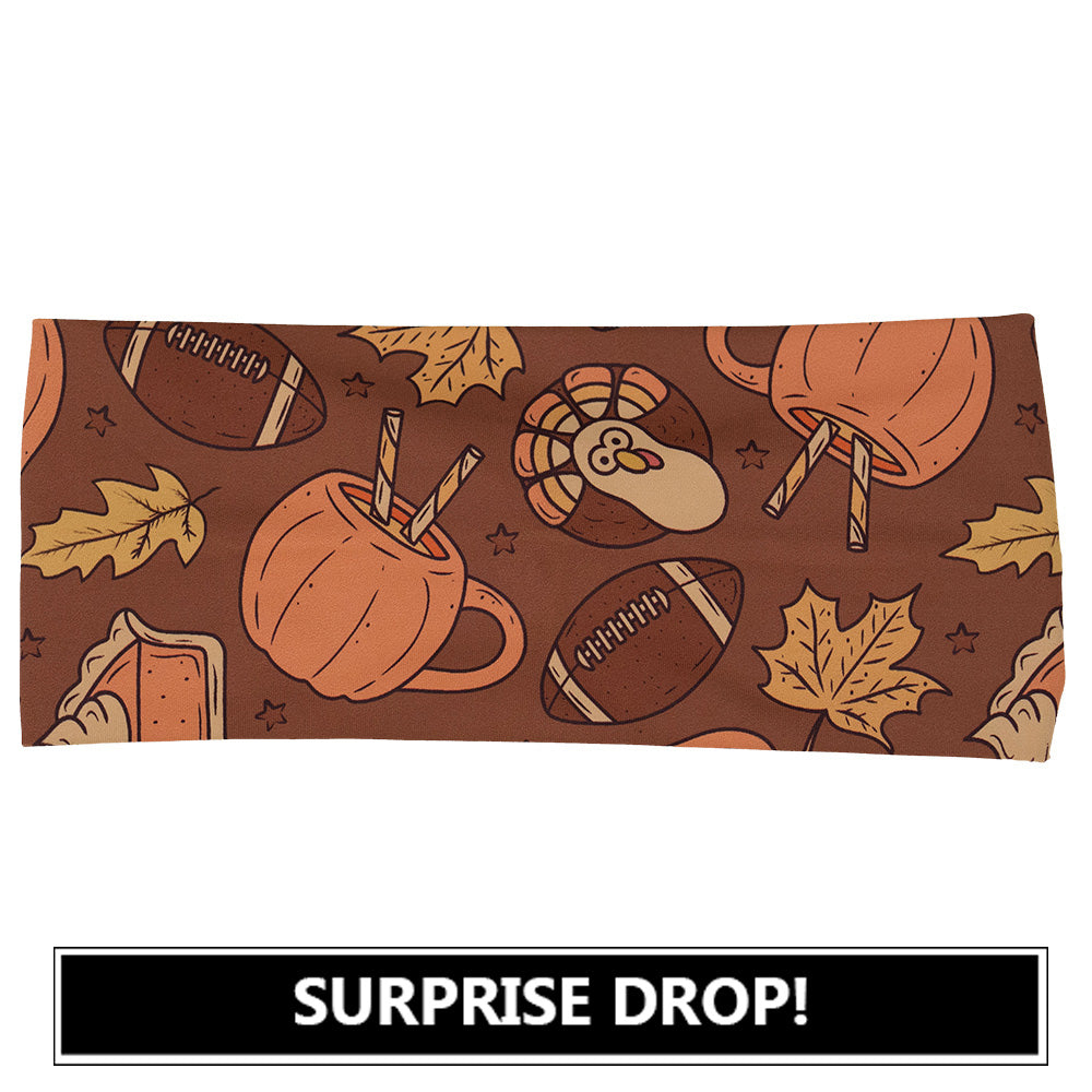 headband with pumpkins, leaves, and football