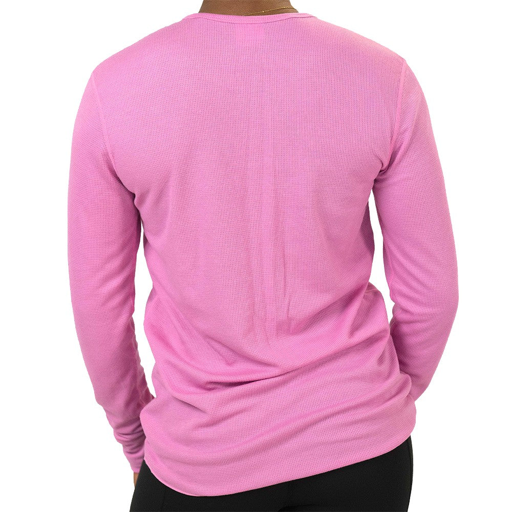 back of a pink long-sleeve