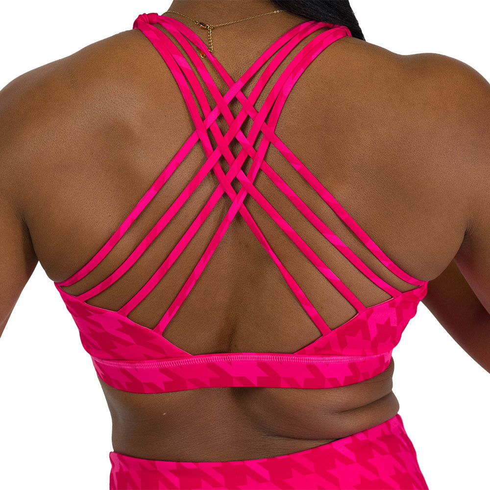 back of the pink houndstooth bra