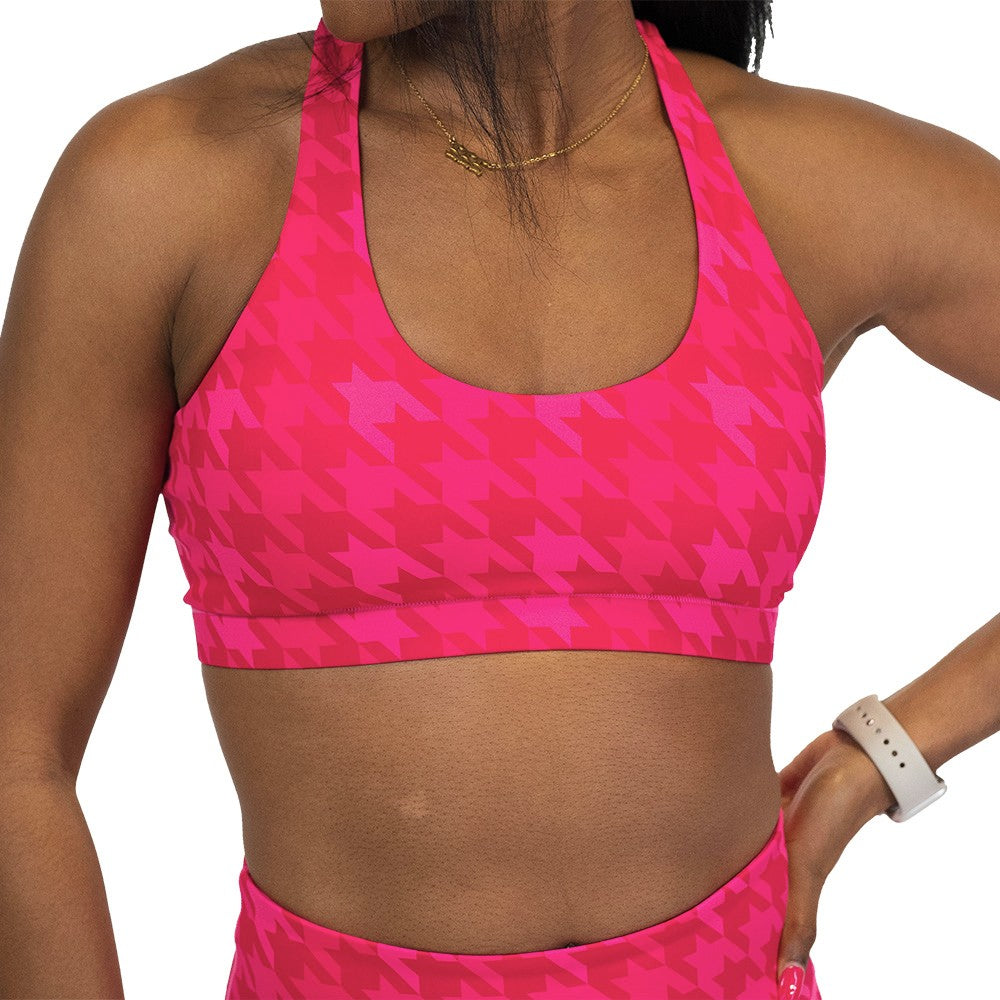 pink houndstooth bra