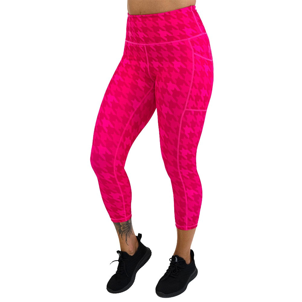 pink houndstooth leggings