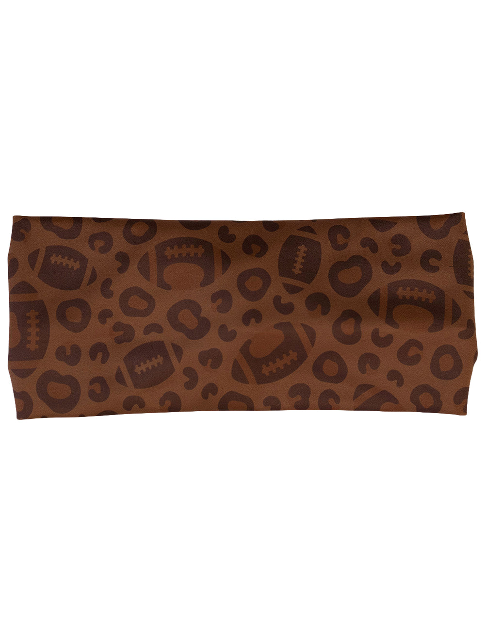 front of the football themed brown leopard print headband against a white background