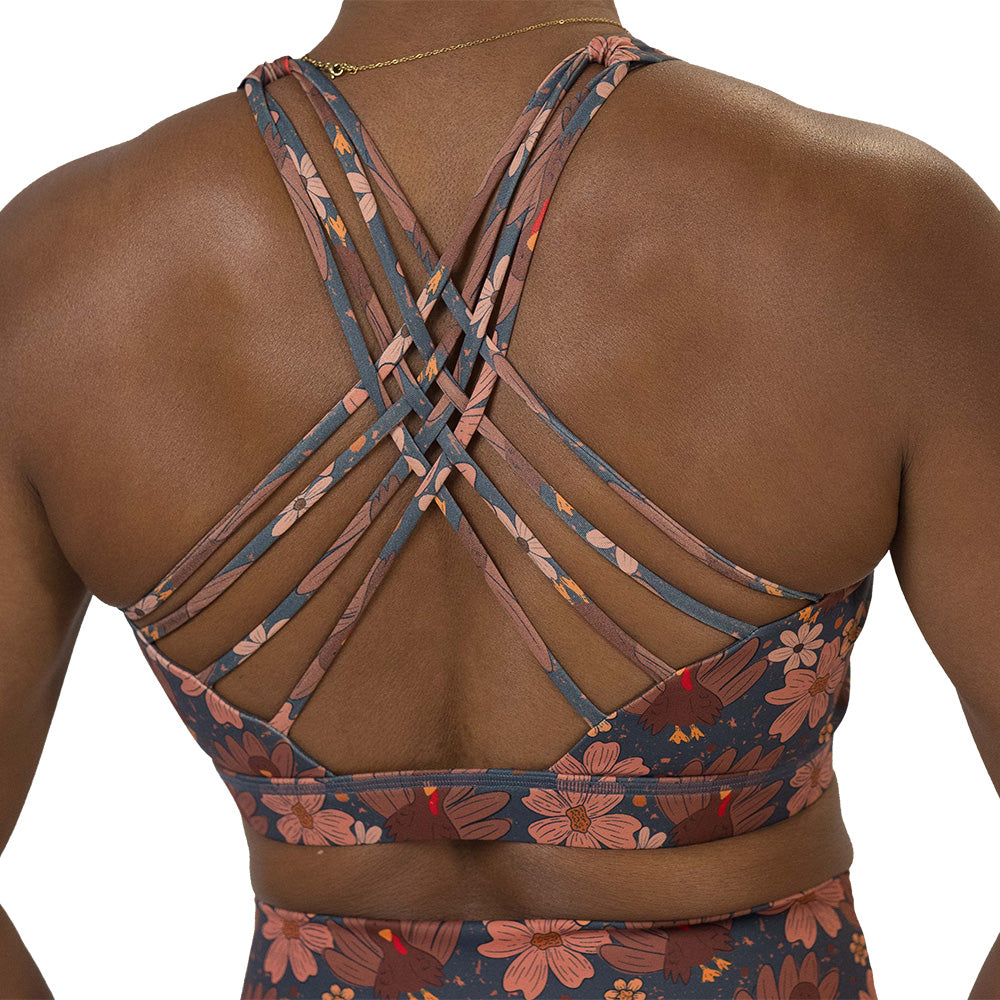 back of the turkey and floral pattern bra