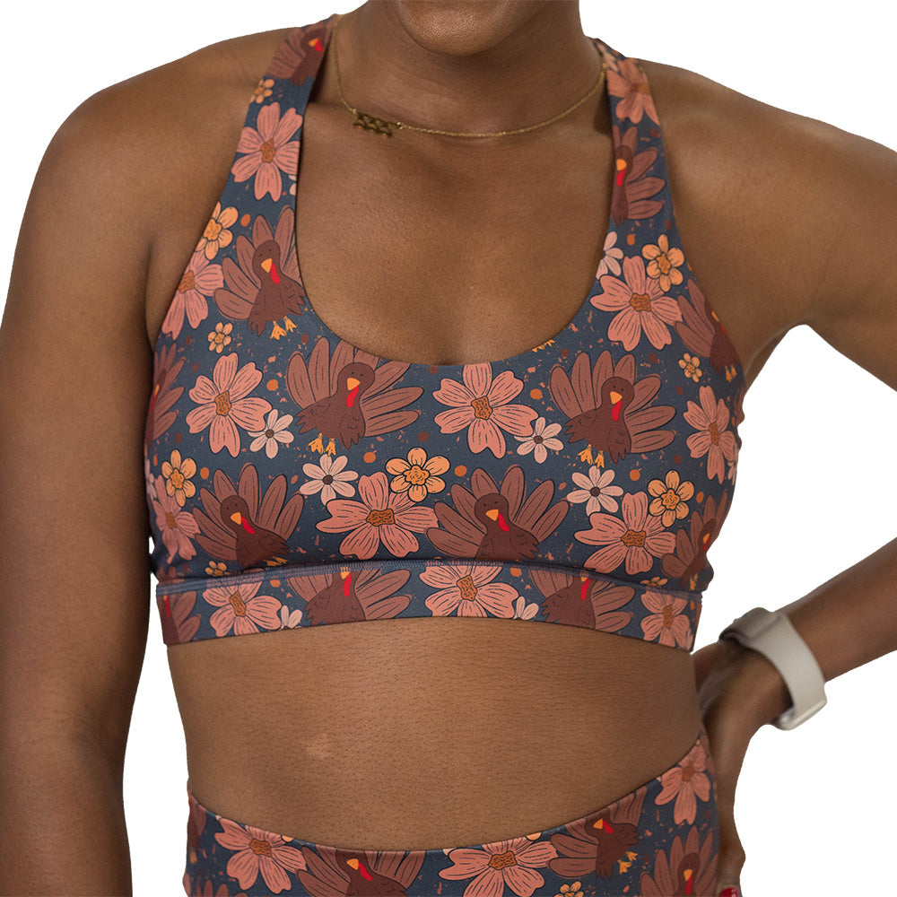turkey and floral pattern bra